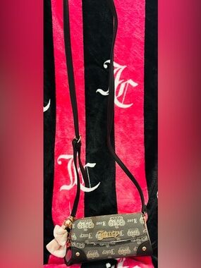 Juicy Couture Brown Logo Crossbody with Pink Bow Accent